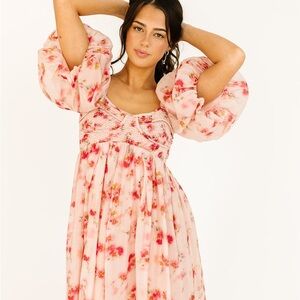 Shop Zoco Gala Midi Dress Watercolor Exclusive Romantic Bridgerton